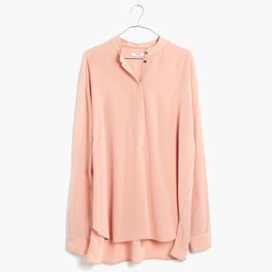 Madewell Silk Cinema Popover Blush Blouse
